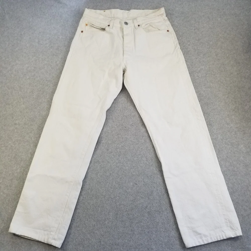 VTG Levi's 501 Jeans Mens 30x29 White Vintage Denim Pants Quality Clothing